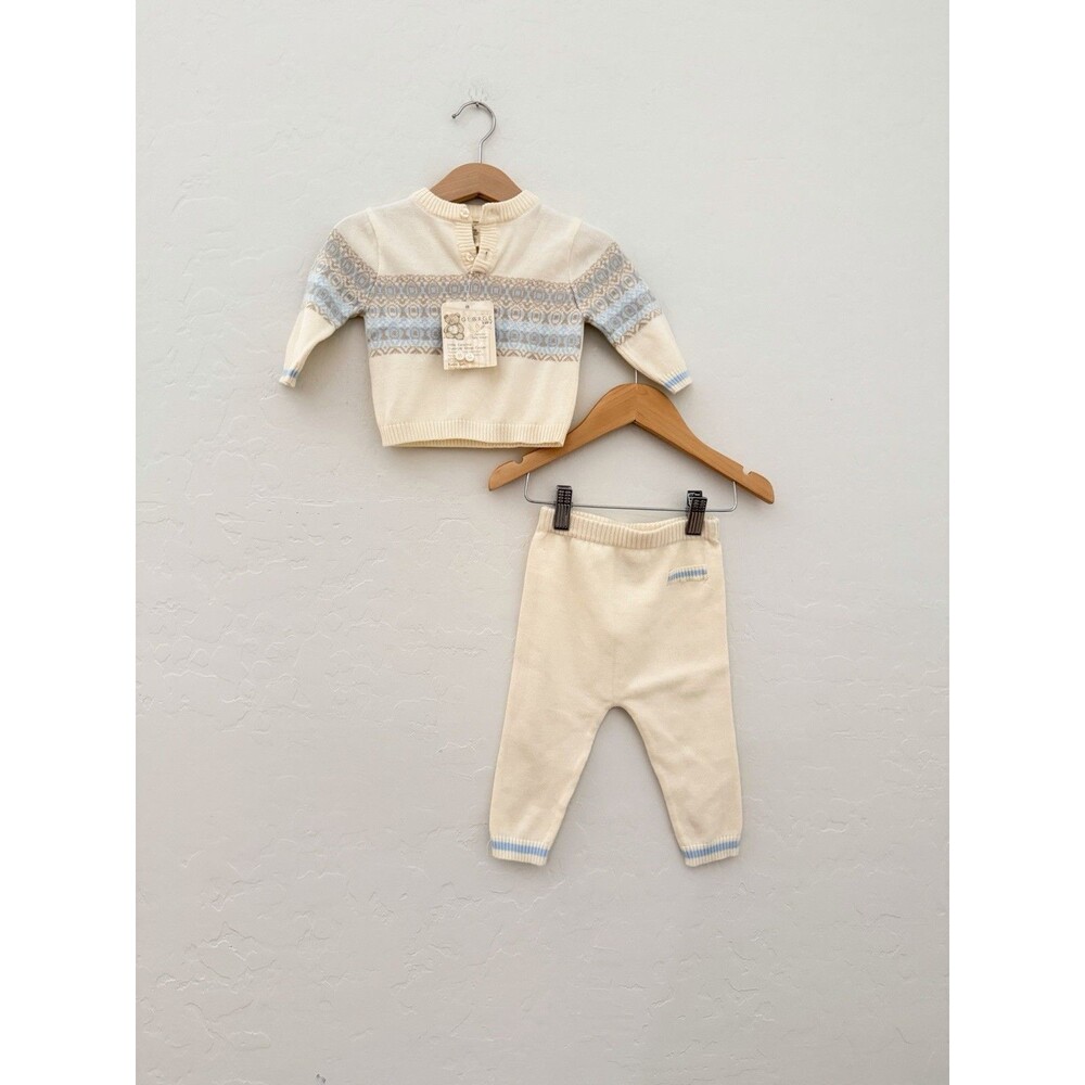 Organic Baby 3-6 Months 2 Piece Knit Sweater Pants Set NWT Fair Isle George